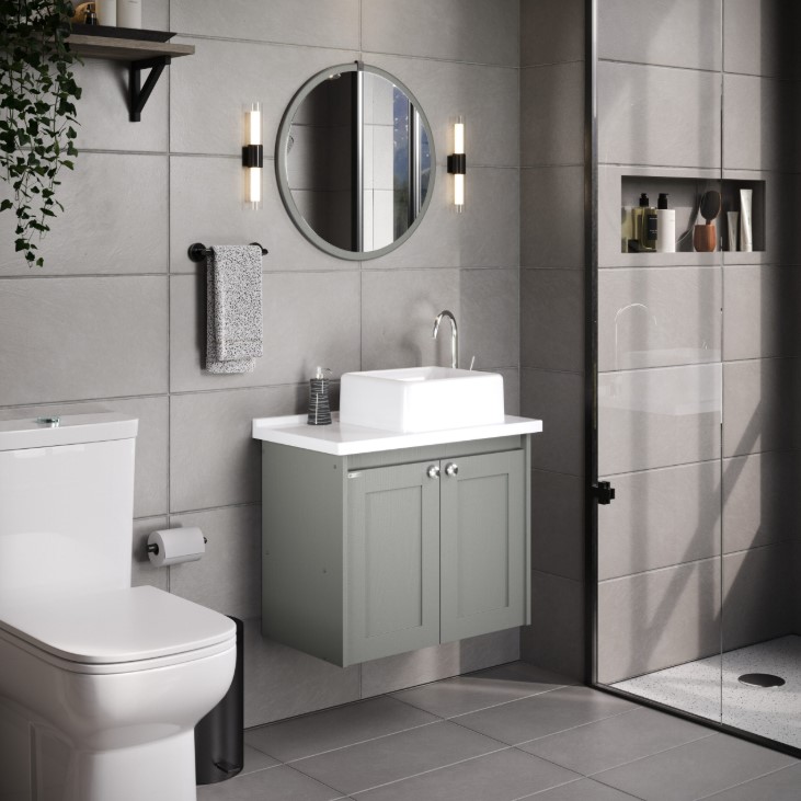 RORATO - KIT GABINETE PARIS SUSPENSO 63CM C/PIA QUINTO E ESPELHO MOSS ABSOLUTO